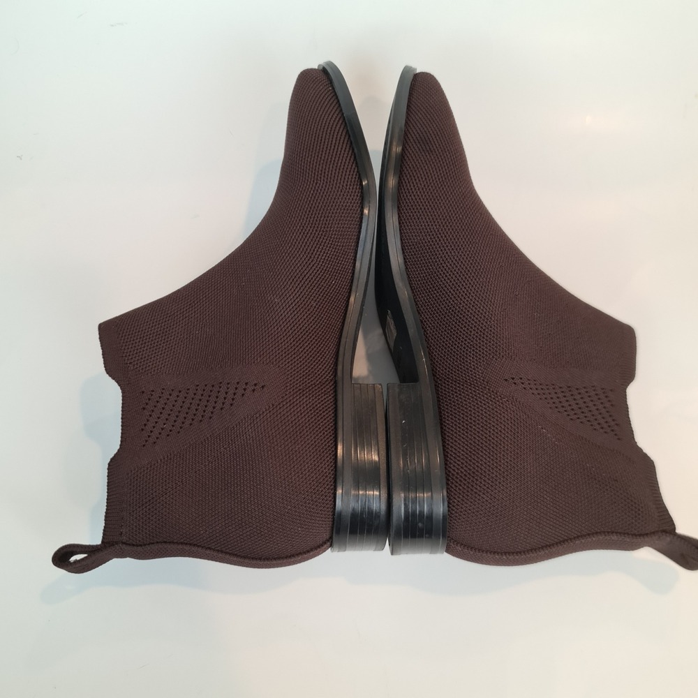 Vivaia Brown Knit Square Toe Chelsea Ankle Boots 39.5 Low Block Heel Womens 8.5 - Picture 6 of 10
